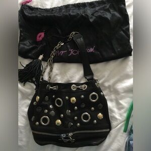 Betsy Johnson Black leather shoulder bag - wow!